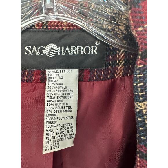 Vintage Plaid Dark Academia Wool Blend Single Button Oversized‎ Blazer Size 14 - Picture 2 of 12